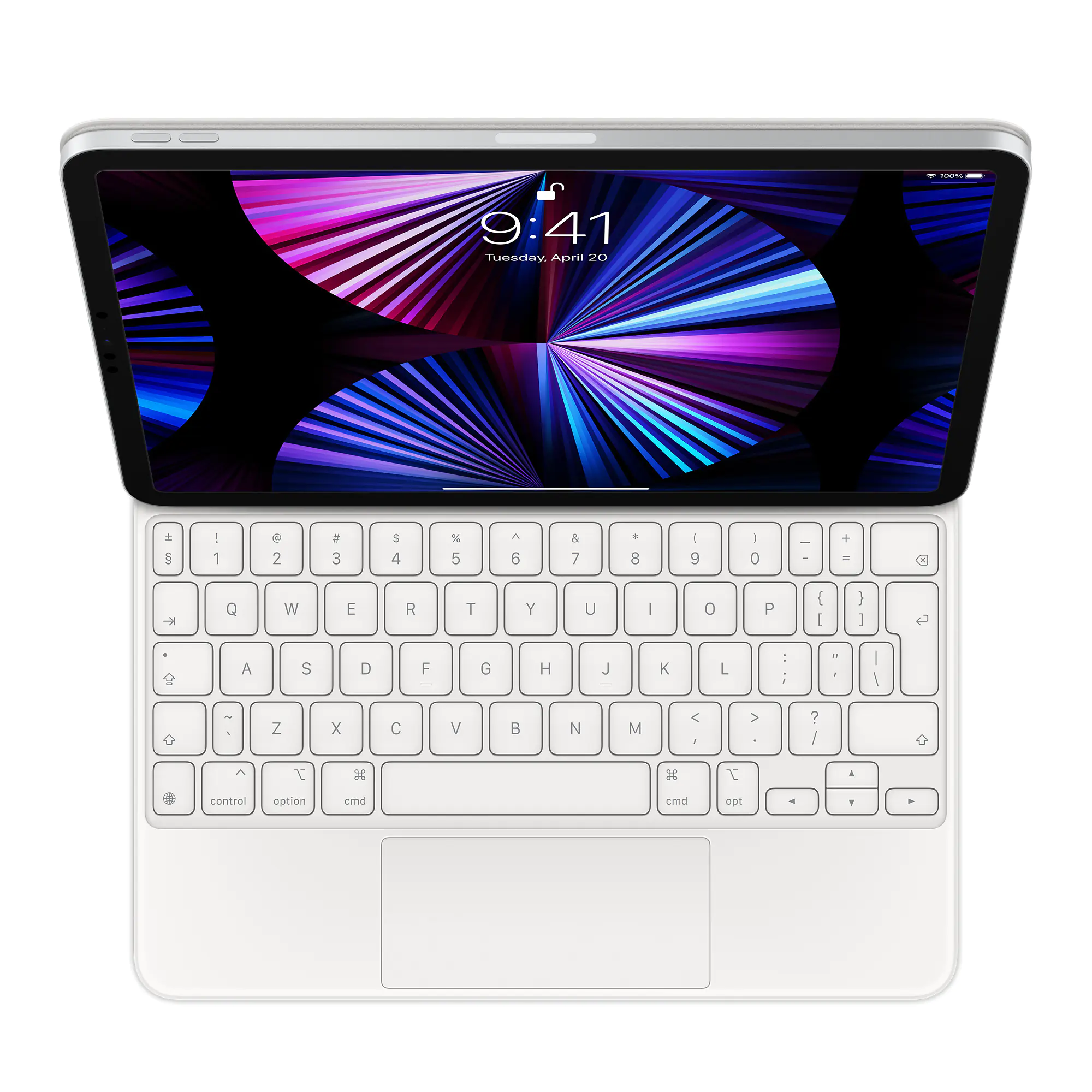 Apple Magic Keyboard - Tastatur und Foliohülle - mit Trackpad - hinterleuchtet - Apple Smart connector - QWERTY - International Englisch - weiß - für Apple 10.9-inch iPad Air (4th gen, 5th gen), 11-inch iPad Air (M2), 11-inch iPad Pro (1st gen, 2nd gen, 3
