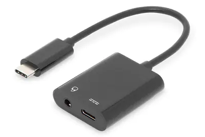 Digitus - Adapter USB-C auf Klinkenstecker - 24 pin USB-C männlich zu 24 pin USB-C, mini-phone stereo 3.5 mm weiblich - 20 cm - Schwarz Digitus - Adapter USB-C auf Klinkenstecker - 24 pin USB-C männlich zu 24 pin USB-C, mini-phone stereo 3.5 mm weiblich - 20 cm - Schwarz