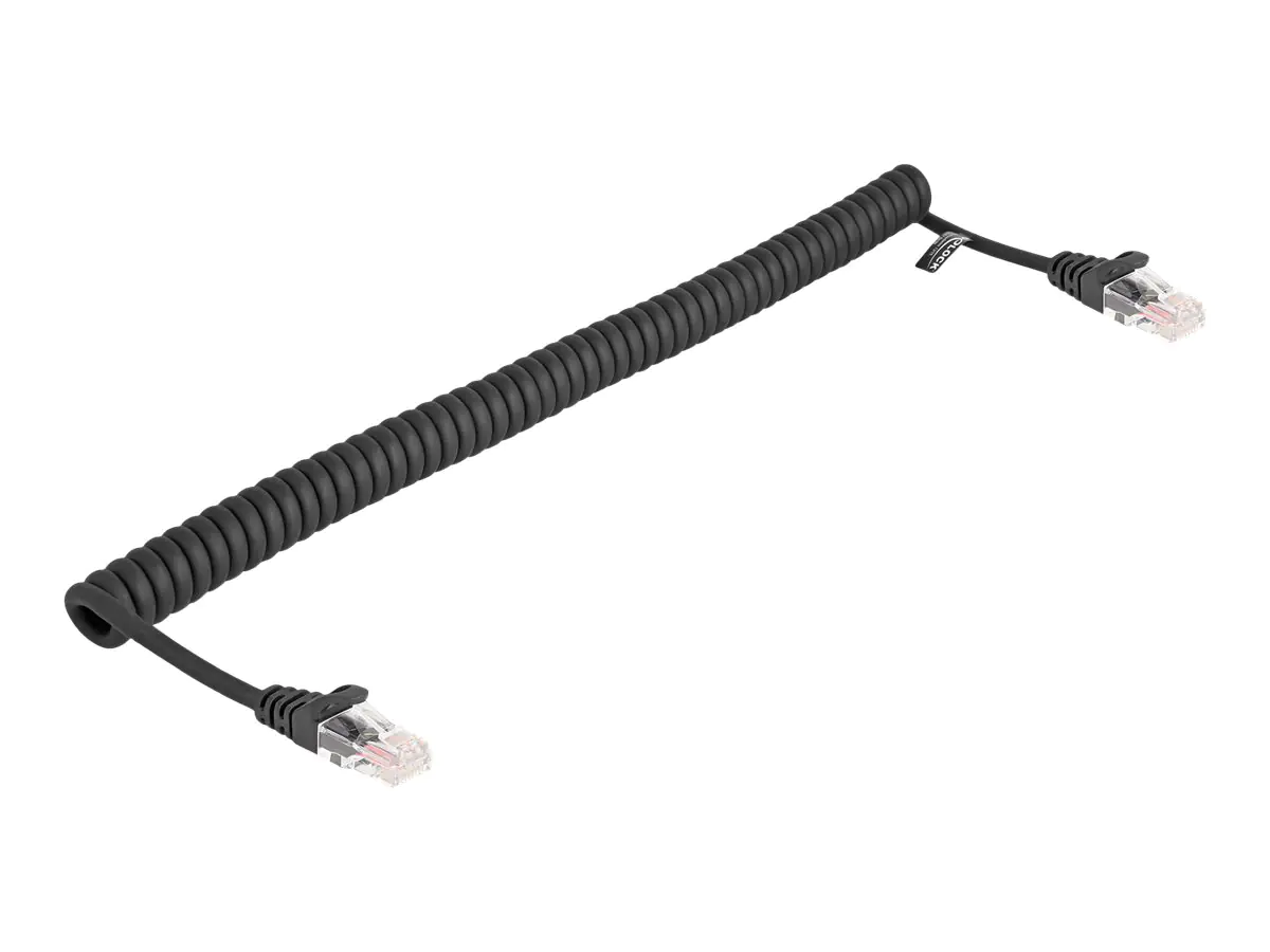 Delock - Netzwerkkabel - RJ-45 (M) zu RJ-45 (M) - 1 m - 5 mm - CAT 5e - gewickelt, ohne Haken - Schwarz
