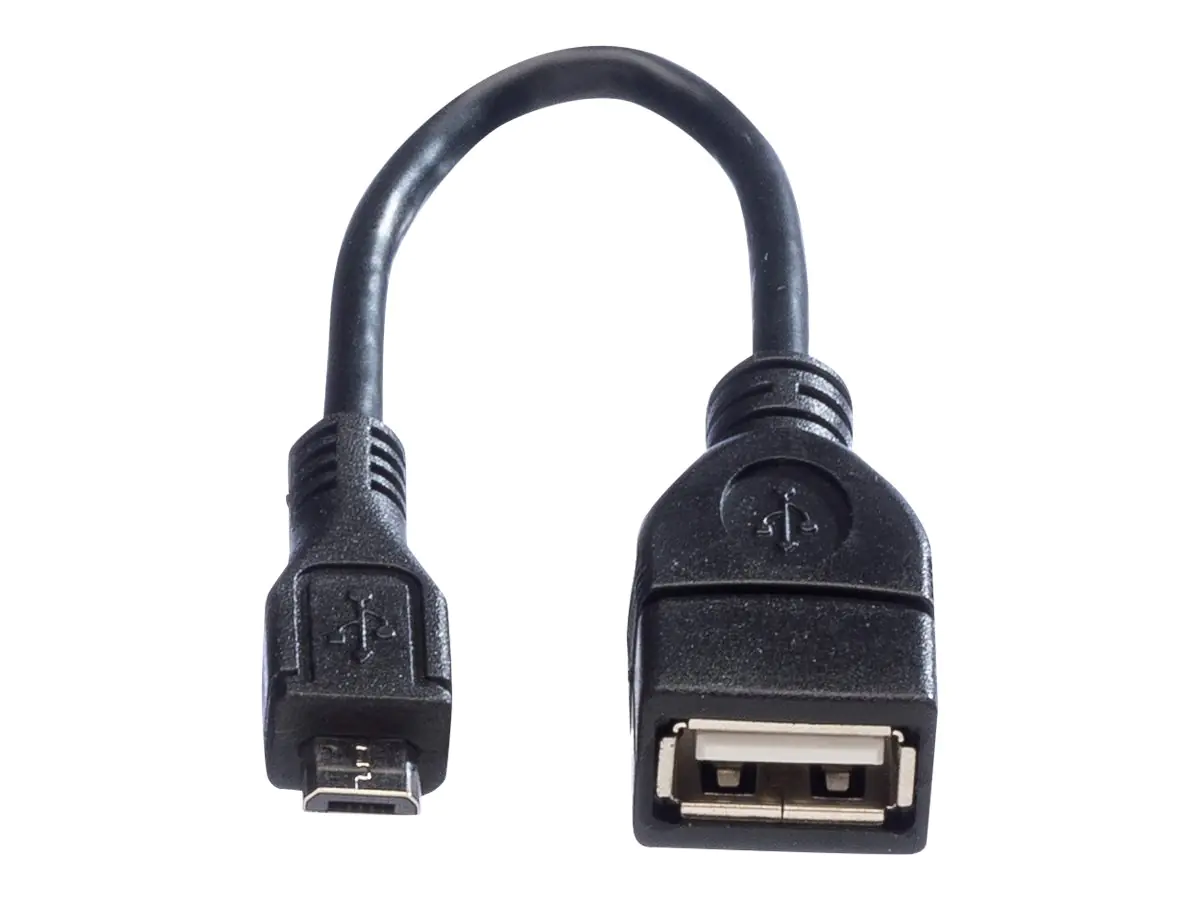 VALUE - USB-Kabel - Micro-USB Typ B (M) zu USB (W) - USB 2.0 - 15 cm - Schwarz