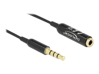 Delock - Audioverlängerungskabel - 4-poliger Mini-Stecker männlich zu 4-poliger Mini-Stecker weiblich - 50 cm - Schwarz