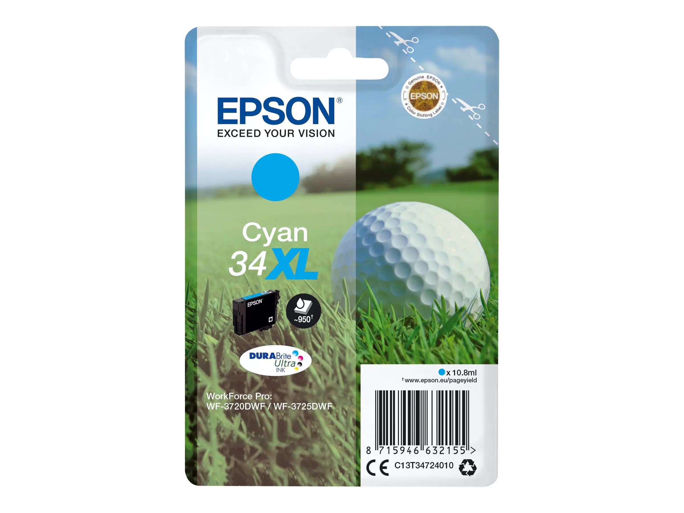 Epson 34XL - 10.8 ml - XL - Cyan - original C13T34724020