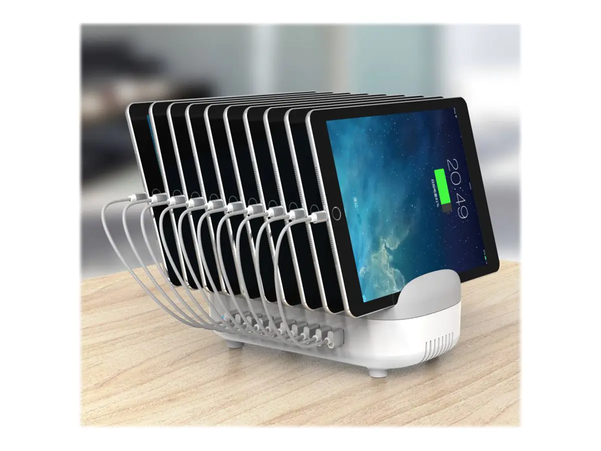 Compulocks 10 Ports USB Charging Dock Station With EU Plug - Ladestation - 120 Watt - 2.4 A - 10 Ausgabeanschlussstellen (USB) 10PUSBDKS-EU
