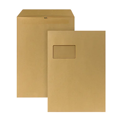 POSTHORN Versandtasche DIN C4 229 x 324 mm (B x H) mit Fenster 90g/m² mit Selbstklebung Papier ohne Fadenverstärkung braun 250 St./Pack.