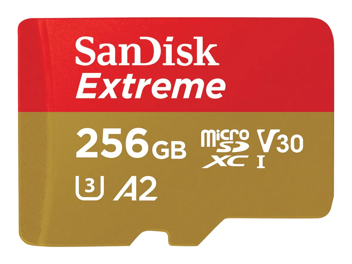 SanDisk Extreme - Flash-Speicherkarte (microSDXC-an-SD-Adapter inbegriffen) - 256 GB - A2 / Video Class V30 / UHS-I U3 / Class10 - microSDXC UHS-I SanDisk Extreme - Flash-Speicherkarte (microSDXC-an-SD-Adapter inbegriffen) - 256 GB - A2 / Video Class V30 / UHS-I U3 / Class10 - microSDXC UHS-I