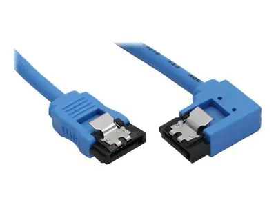InLine - SATA-Kabel - Serial ATA 150/300/600 - SATA zu SATA - 30 cm - 90°-Stecker, rechtwinkliger Anschluss, rund - Blau