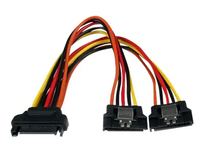 StarTech SATA Y-Strom-Adapterkabel mit Verriegelungs Clip 15cm - S-ATA Y Splitter Stromkabel St/Bu - Serial ATA 15pin Y-Adapter - Netz-Splitter - SATA-Stromstecker (M) zu SATA-Stromstecker (W) - 15.24 cm - eingerastet - für P/N: HSB13SATSASB, HSB1SATSASBA