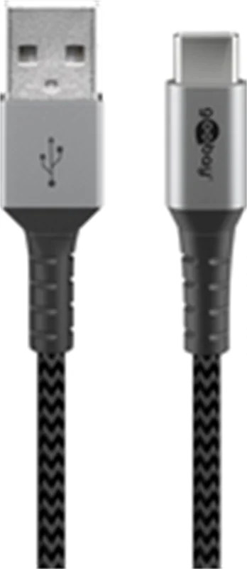 Goobay 49295, 0,5 m, USB C, USB A, USB 2.0, Schwarz, Grau