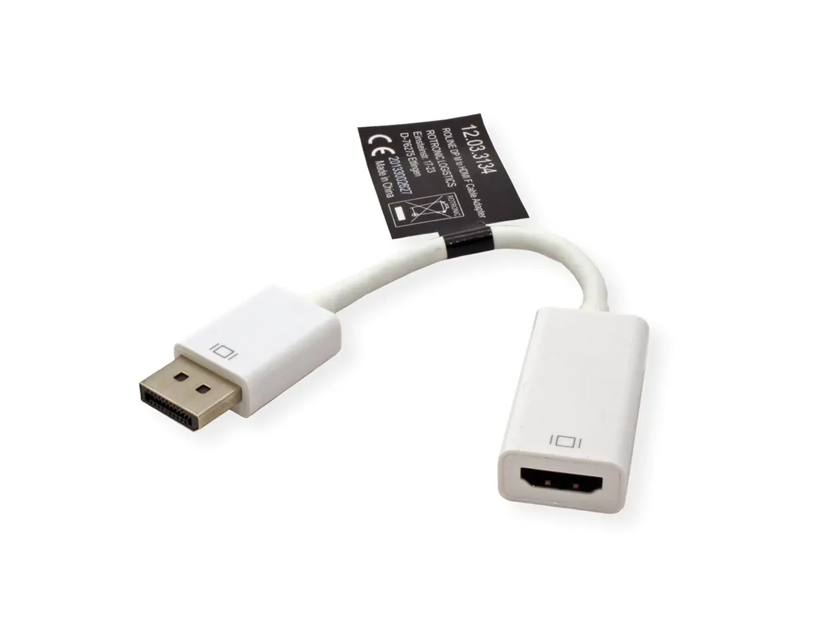Roline - Videoadapter - DisplayPort männlich zu HDMI weiblich - 15 cm - weiß - passiv