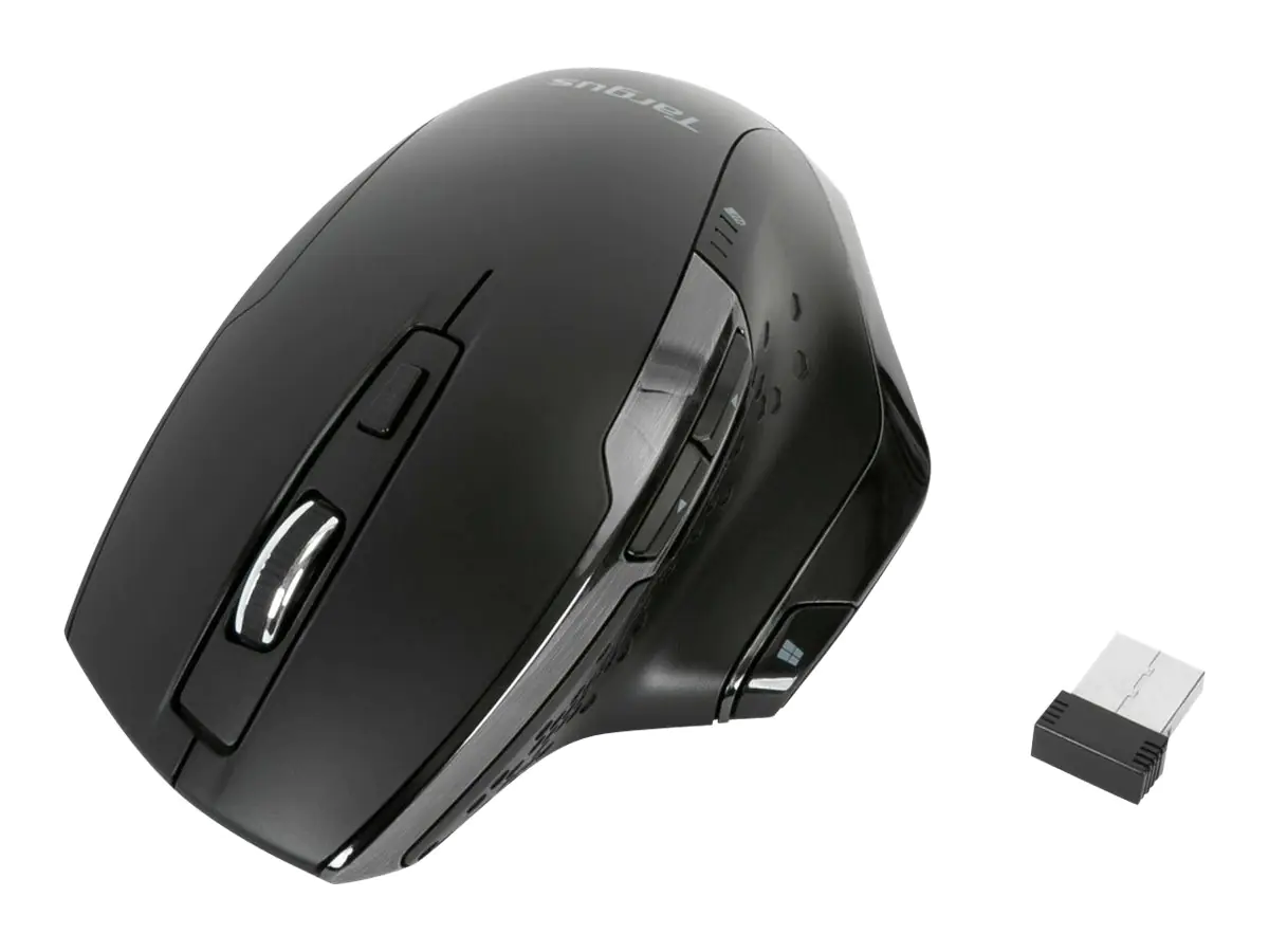 Targus - Maus - antimikrobiell - ergonomisch - Für Rechtshänder - 7 Tasten - kabellos - 2.4 GHz - kabelloser Empfänger (USB) - Schwarz Targus - Maus - antimikrobiell - ergonomisch - Für Rechtshänder - 7 Tasten - kabellos - 2.4 GHz - kabelloser Empfänger (USB) - Schwarz