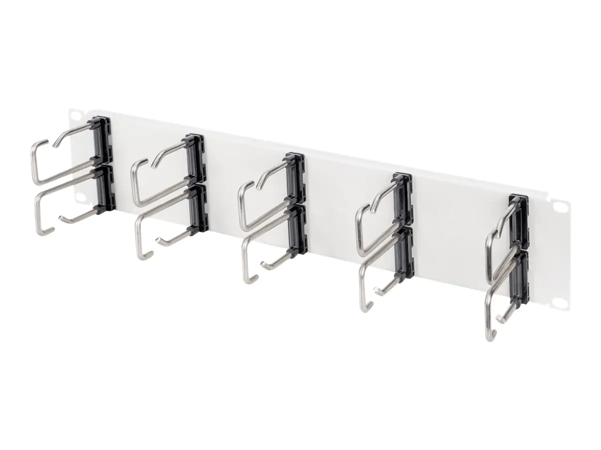 DIGITUS Kabelmanagement-Panel mit Ringen für Rack - Grau, RAL 7035 - 2U - 48.3 cm (19")