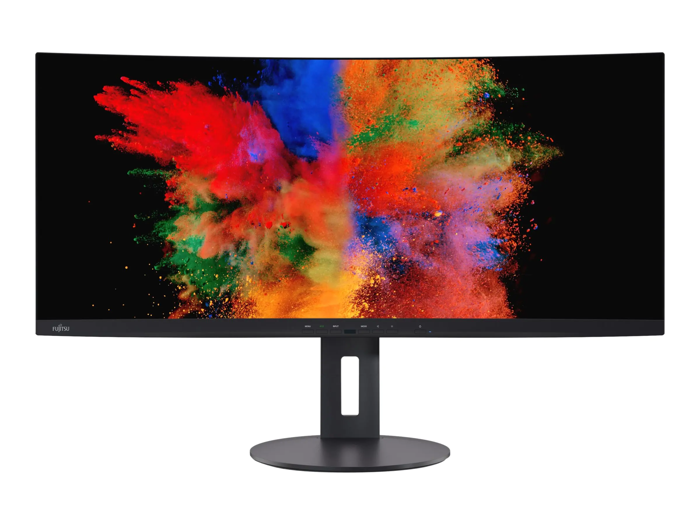 Fujitsu P34-9 US - LED-Monitor - gebogen - 86.4 cm (34") - 3440 x 1440 UWQHD - IPS - 400 cd/m² - 1000:1 - 5 ms - 2xHDMI, 2xDisplayPort, 2xUSB-C - Lautsprecher - mattschwarz