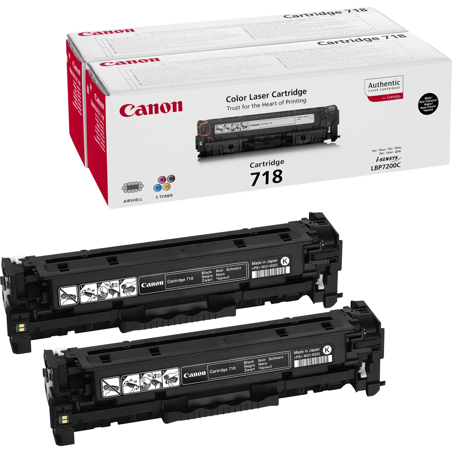 Canon 718 Black - 2er-Pack - Schwarz - Original - Tonerpatrone - für i-SENSYS LBP7210, LBP7660, LBP7680, MF728, MF729, MF8340, MF8360, MF8540, MF8550, MF8580 Canon 718 Black - 2er-Pack - Schwarz - Original - Tonerpatrone - für i-SENSYS LBP7210, LBP7660, LBP7680, MF728, MF729, MF8340, MF8360, MF8540, MF8550, MF8580