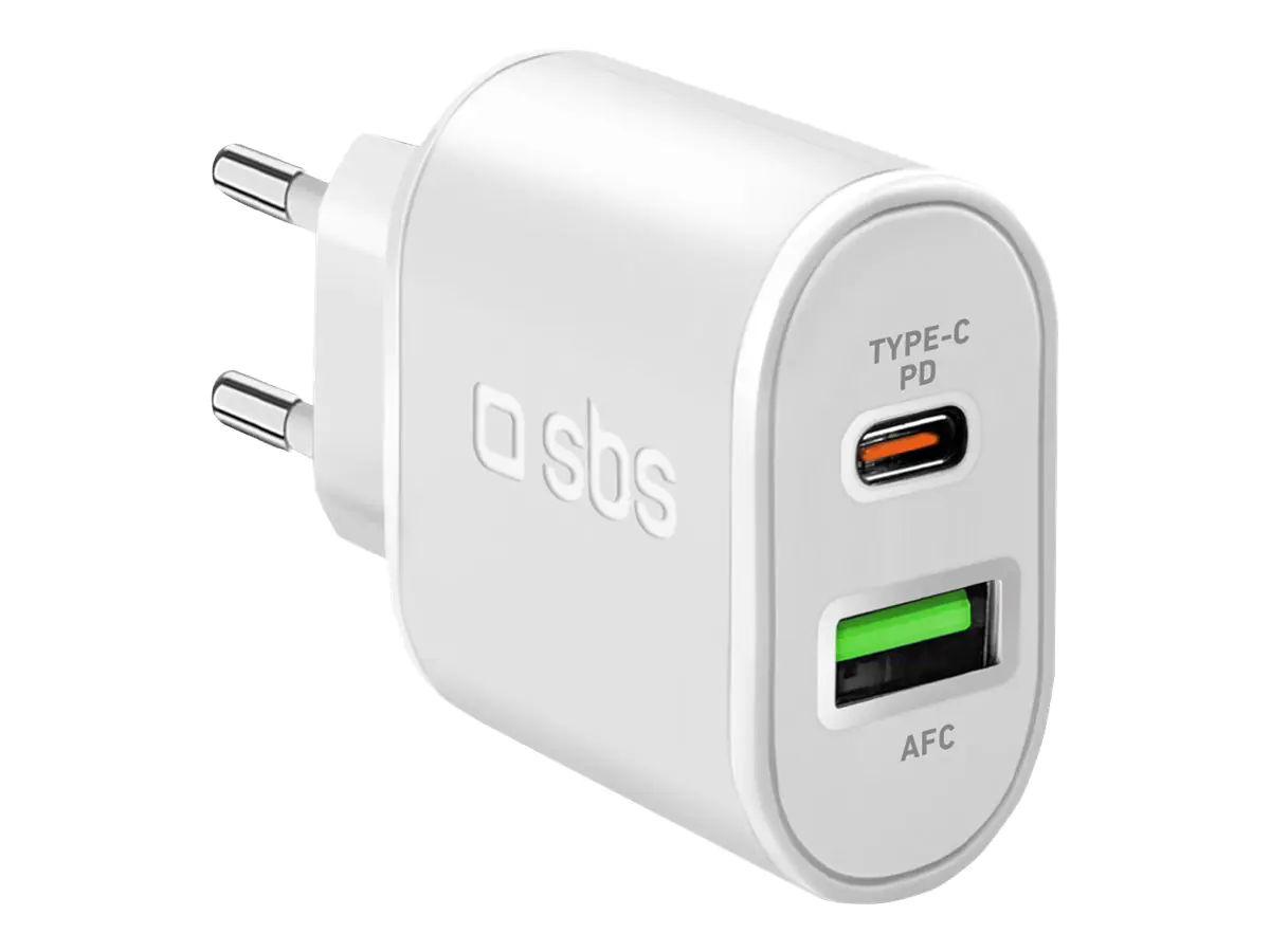 SBS Netzteil - 20 Watt - 3 A - PD, Fast Charge - 2 Ausgabeanschlussstellen (USB-C, USB) TETRPD20W