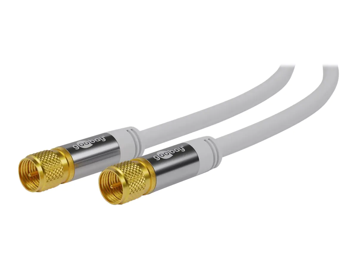 goobay - Antennenkabel - F-Stecker männlich zu F-Stecker männlich - 2 m - 4-lagige Abschirmung - 135 dB - weiß - robust
