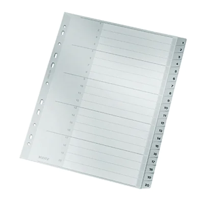 Leitz Register 12840000 1-20 DIN A4 volle Höhe 20teilig PP grau Leitz Register 12840000 1-20 DIN A4 volle Höhe 20teilig PP grau