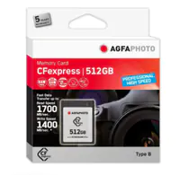AGFA CFexpress Professional - 512 GB - CFexpress - NAND - 1700 MB/s - 1400 MB/s - Kältebeständig - Hitzebeständig - Schockresistent - Röntgensicher