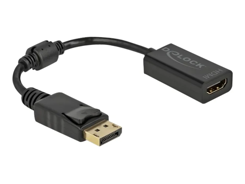 Delock - Videoadapter - DisplayPort männlich Verriegelung zu HDMI weiblich - 15 cm - Schwarz - passiver Konverter, 1080p-Unterstützung, 60 Hz