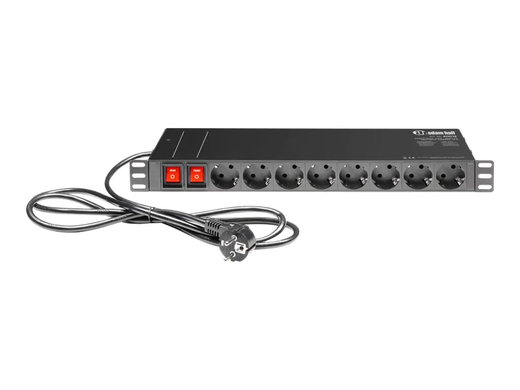 Adam Hall 16SS - Steckdosenleiste (Rack - einbaufähig) - Wechselstrom 100-250 V - Eingabe, Eingang Typ F - Ausgangsanschlüsse: 16 (Typ F) 874716