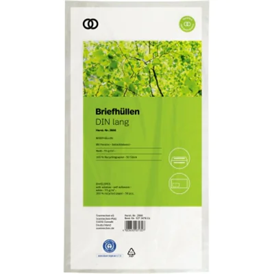 Soennecken Briefumschlag oeco DIN lang 220 x 110 mm (B x H) mit Fenster 75g/m² mit Selbstklebung Papier, 100 % recycelt weiß 1.000 St./Pack. Soennecken Briefumschlag oeco DIN lang 220 x 110 mm (B x H) mit Fenster 75g/m² mit Selbstklebung Papier, 100 % recycelt weiß 1.000 St./Pack.