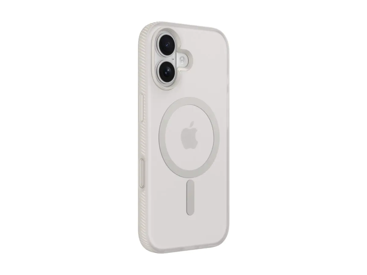 Belkin SheerForce Grip Series - Hintere Abdeckung für Mobiltelefon - MagSafe-Kompatibilität - aus recycelten Materialien hergestellt - Sand - für Apple iPhone 17