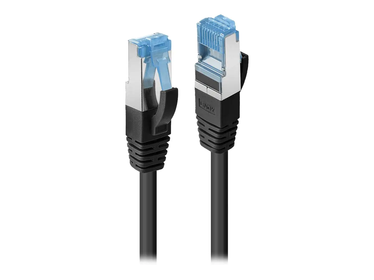 Lindy - Patch-Kabel - RJ-45 (M) bis RJ-45 (M) - 1 m - SFTP, PiMF - CAT 6a - IEEE 802.3af/IEEE 802.3at - geformt, ohne Haken, verseilt - Schwarz