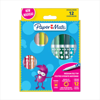 Paper Mate Fasermaler farbig sortiert auswaschbar 12 St./Pack. Paper Mate Fasermaler farbig sortiert auswaschbar 12 St./Pack.