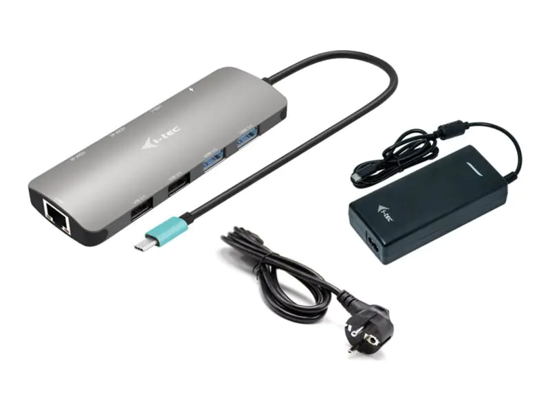 i-Tec Nano Dock - Dockingstation - USB-C / USB4 / Thunderbolt 3 / Thunderbolt 4 - 2 x HDMI - 1GbE - 112 Watt - mit i-Tec Universalladegerät 112 W - Europa