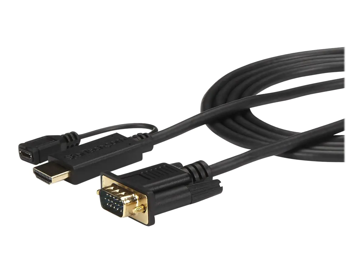 StarTech 1,8m aktives HDMI auf VGA Konverter Kabel - HDMI zu VGA Adapter 180cm - Schwarz - 1920x1200 / 1080p - Adapterkabel - HDMI, Mikro-USB Typ B (nur Strom) zu HD-15 (VGA) männlich - 2 m - Schwarz - aktiv, 1920 x 1200 (WUXGA) Support - für P/N: MS