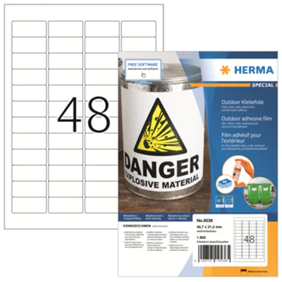 HERMA Etikett Outdoor 9536 45,7x21,2mm weiß 1.920 St./Pack. HERMA Etikett Outdoor 9536 45,7x21,2mm weiß 1.920 St./Pack.