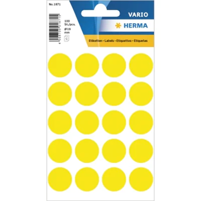 HERMA Markierungspunkt 1871 19mm gelb 100 St./Pack. HERMA Markierungspunkt 1871 19mm gelb 100 St./Pack.