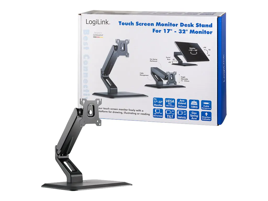 LogiLink Aufstellung - einstellbarer Arm - für LCD-Display - Schwarz - Bildschirmgröße: 43.2-81.3 cm (17"-32") BP0100