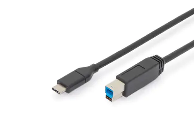 ASSMANN - USB-Kabel - 24 pin USB-C (M) zu USB Type B (M) - USB 3.0 - 3 A - 1.8 m - geformt - Schwarz