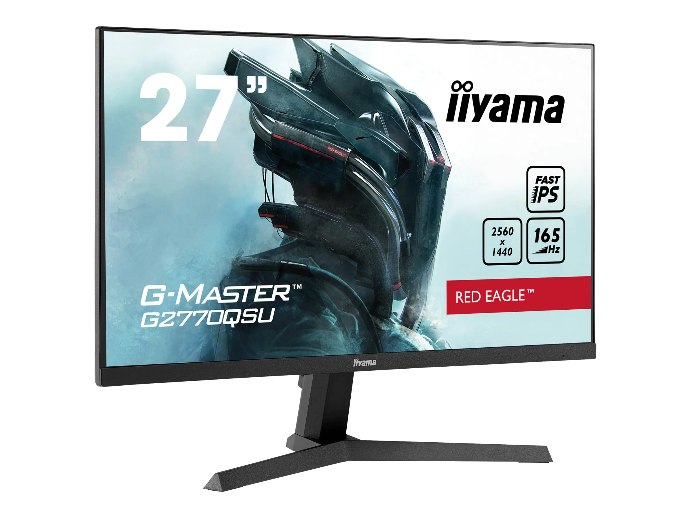 Iiyama G-MASTER Red Eagle G2770QSU-B1 - LED-Monitor - 68.5 cm (27") - 2560 x 1440 WQHD @ 165 Hz - Fast IPS - 400 cd/m² - 1000:1 - HDR400 - 0.5 ms - HDMI, DisplayPort - Lautsprecher - mattschwarz