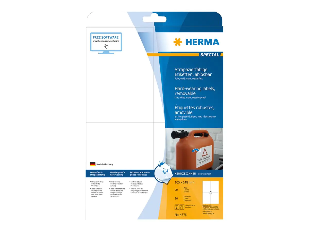 HERMA Folienetikett 4576 105x148mm weiß 80 St./Pack.