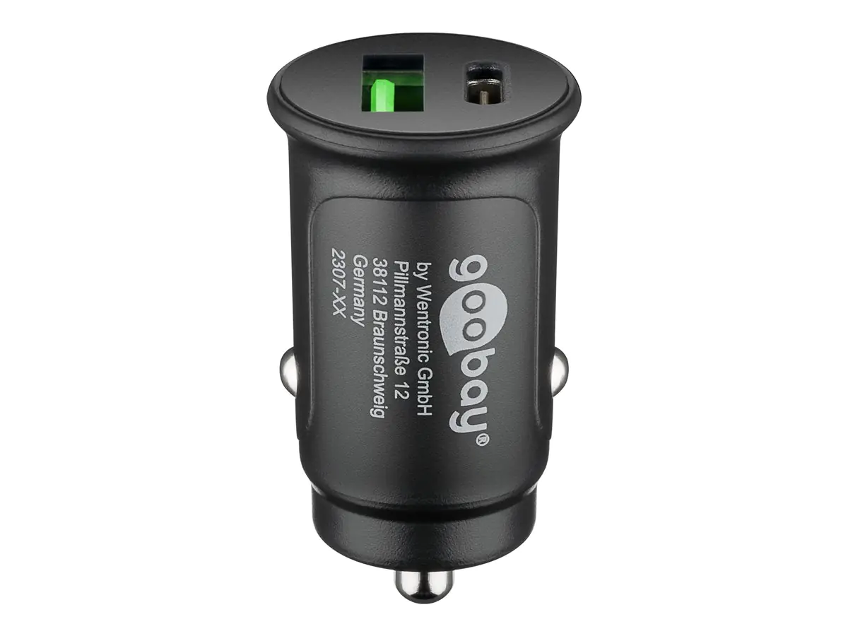 Goobay Auto-Netzteil - 27 watt - 3 A - PD, QC - 2 Ausgabeanschlussstellen (USB Typ A, USB-C) 59521