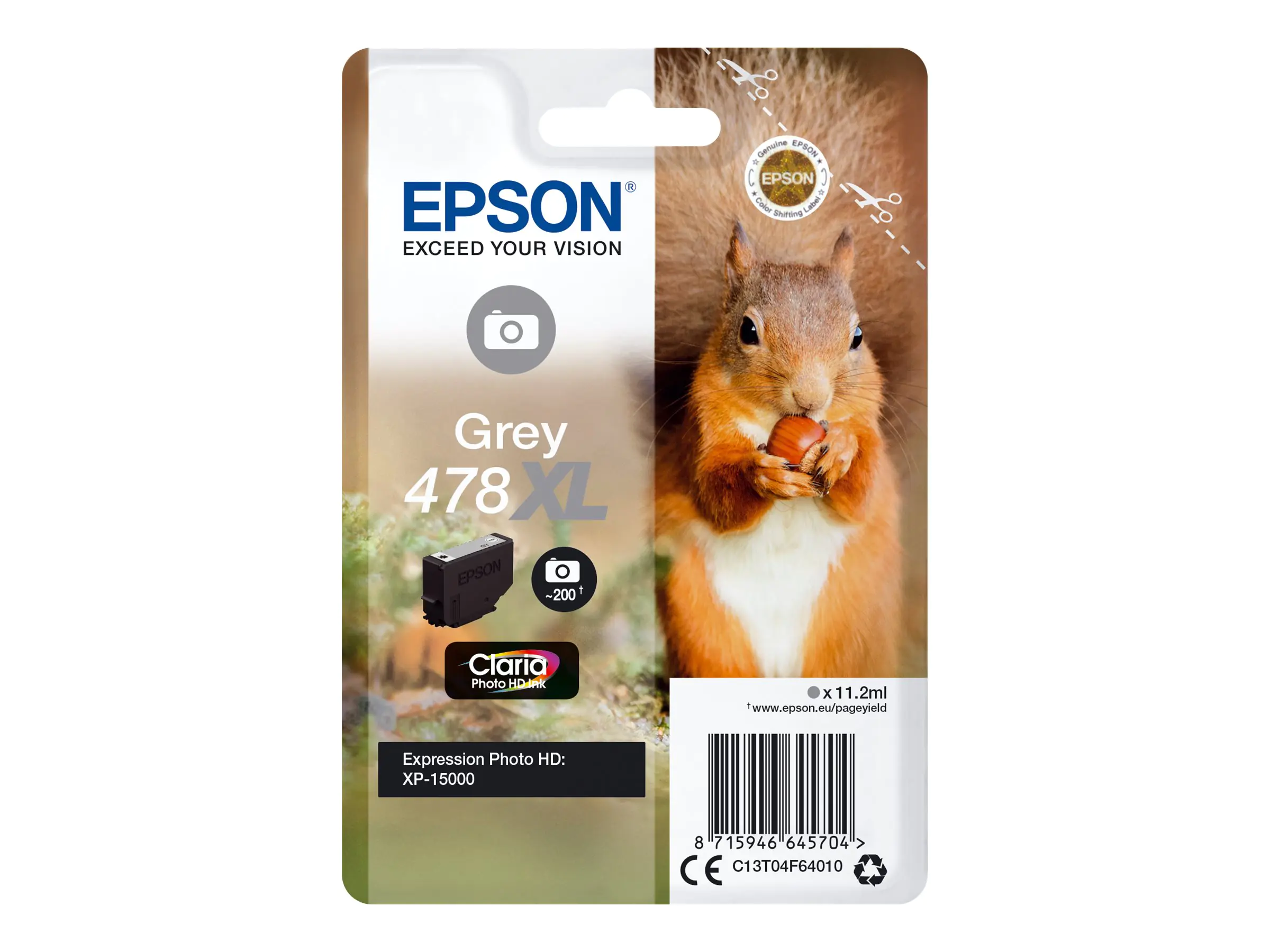 Epson 478XL - 11.2 ml - mit hoher Kapazität - Grau - Original - Tintenpatrone - für Expression Home HD XP-15000
