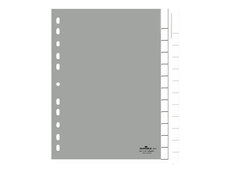 Ordnerregister f A4 12tlg gr PP mit umschweißte Taben