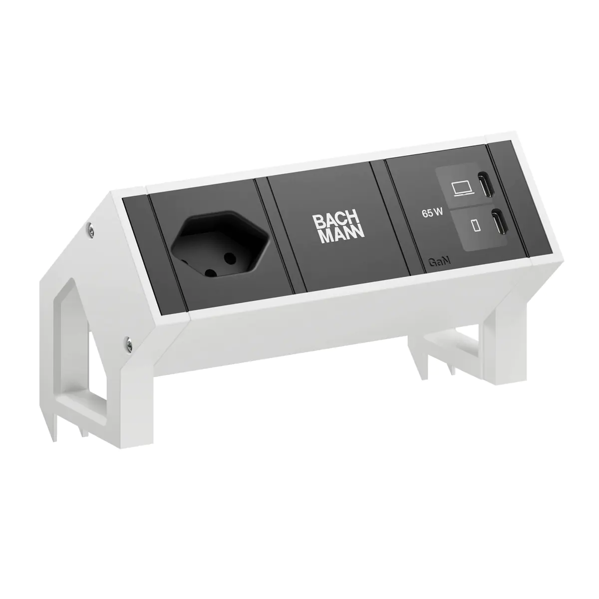 Bachmann DESK2 1xCH 90° 1xUSB C/C 65W RAL9010 weiss - Zubehör Stromversorgung BM0023882