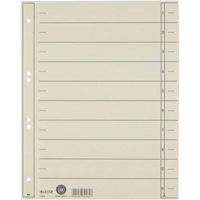 Leitz Trennblatt DIN A4, Überbreite Manilakarton, recycelt grau schwarz 100 St./Pack. Leitz Trennblatt DIN A4, Überbreite Manilakarton, recycelt grau schwarz 100 St./Pack.