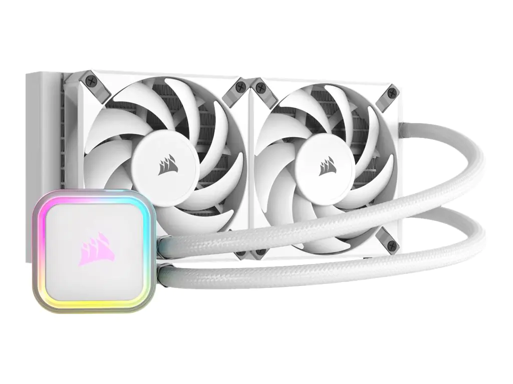 CORSAIR iCUE H100i RGB ELITE - Prozessor-Flüssigkeitskühlsystem - Kühlergröße: 240 mm - (für: LGA1156, LGA1366, LGA1155, LGA2011, LGA1150, LGA1151, AM4, LGA2066, sTR4, sTRX4, LGA1200, LGA1700, AM5) - Kupfer - 120 mm - weiß