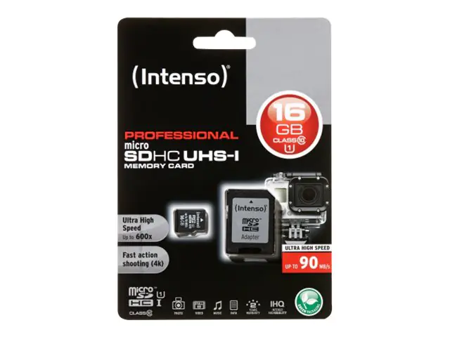 Intenso - Flash-Speicherkarte (microSDHC/SD-Adapter inbegriffen) - 16 GB - UHS Class 1 / Class10 - microSDHC UHS-I