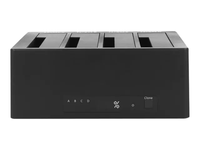 Delock USB 3.0 Docking Station for 4 x SATA HDD / SSD with Clone Function - HDD-Dockingstation Schächte: 4 - 2,5" / 3,5" gemeinsam genutzt (6,4 cm/8,9 cm gemeinsam genutzt) - SATA 6Gb/s - eSATA 6Gb/s, USB 3.0 - Schwarz