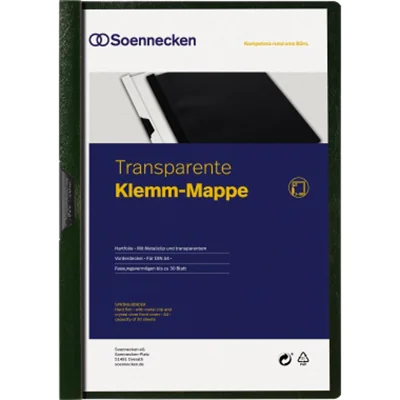 Soennecken Klemmmappe 3318 DIN A4 bis 30Blatt PVC grün Soennecken Klemmmappe 3318 DIN A4 bis 30Blatt PVC grün