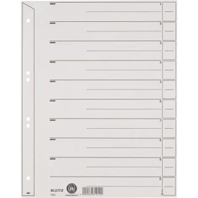 Leitz Trennblatt DIN A4, Überbreite Kraftkarton, recycelt grau schwarz 100 St./Pack. Leitz Trennblatt DIN A4, Überbreite Kraftkarton, recycelt grau schwarz 100 St./Pack.