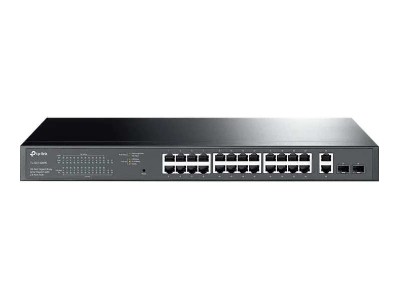 TP-Link TL-SG1428PE - Switch - Smart - 24 x 10/100/1000 (PoE+) + 2 x 10/100/1000 - an Rack montierbar - PoE+ (250 W) - AC 100 - 240 V
