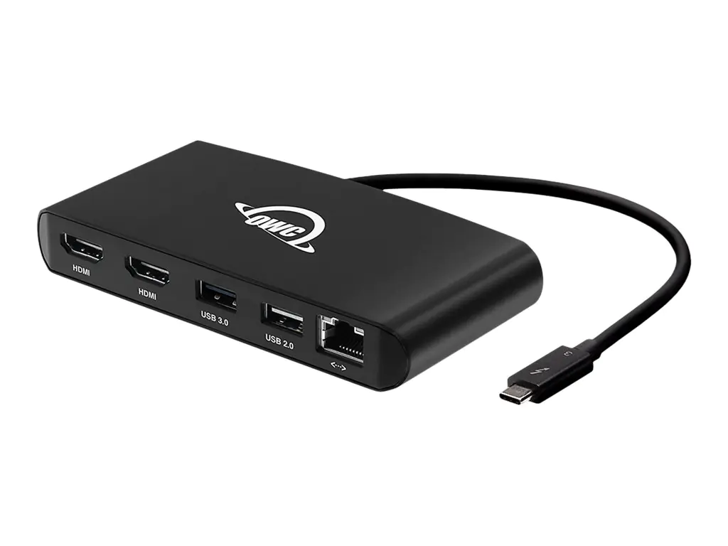 OWC Thunderbolt 3 mini Dock - Verkabelt - Thunderbolt 3 - 1000 Mbit/s - Schwarz - 40 Gbit/s - Aluminium