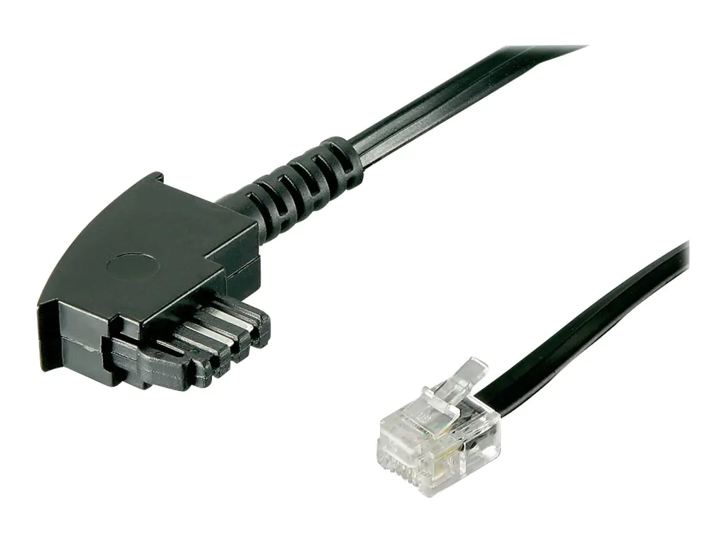 goobay - Telefonkabel - RJ-11/RJ-14 (M) bis TAE-F (M) - 3 m - flach - Schwarz