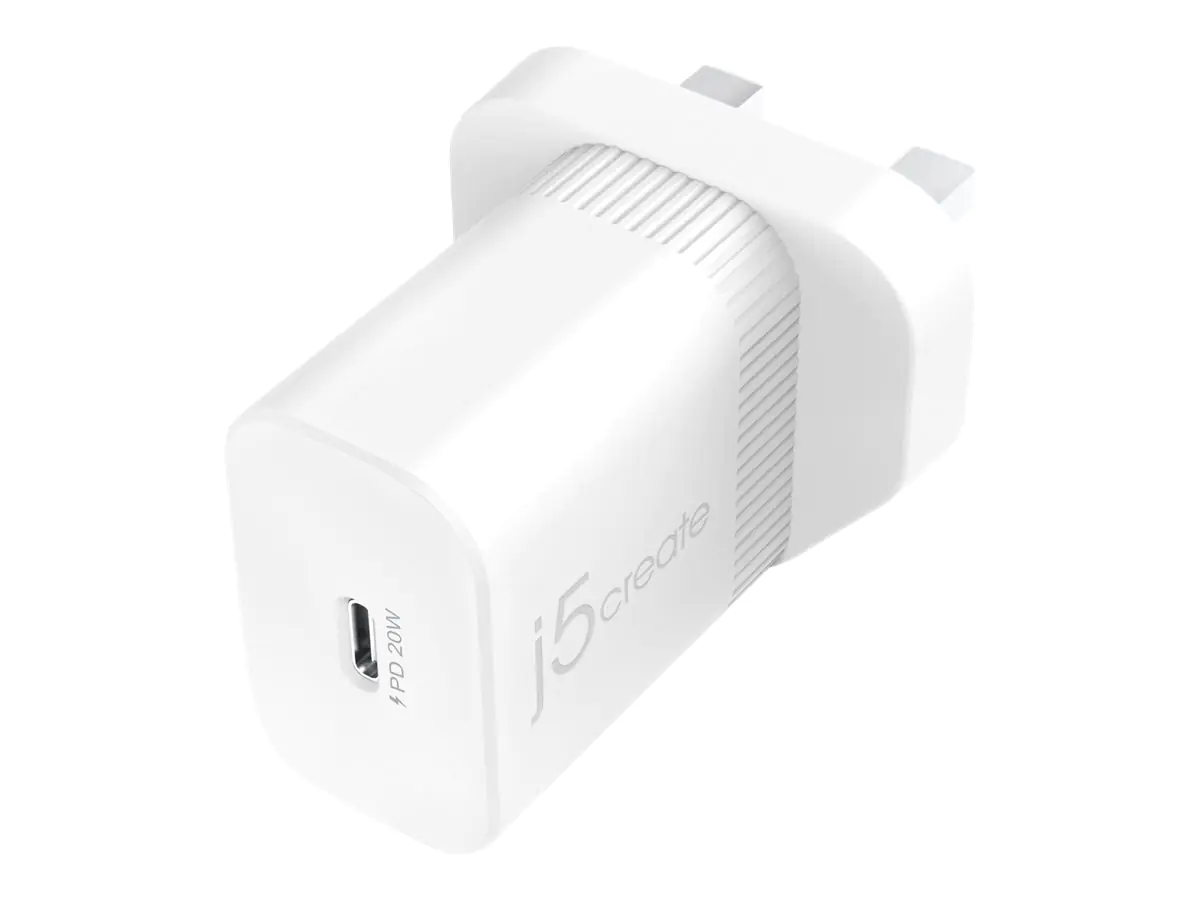 J5Create JUP1420 - Netzteil - 20 Watt - 3 A - PD 3.0 (24 pin USB-C) - weiß