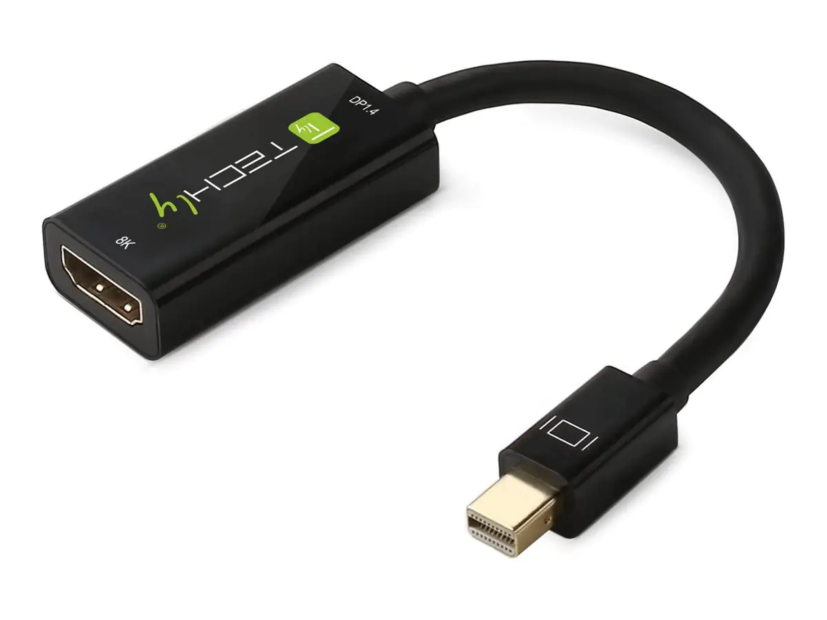 TECHly - Videoadapter - DisplayPort männlich zu HDMI weiblich - abgeschirmt - Schwarz - Support von 8K 30 Hz